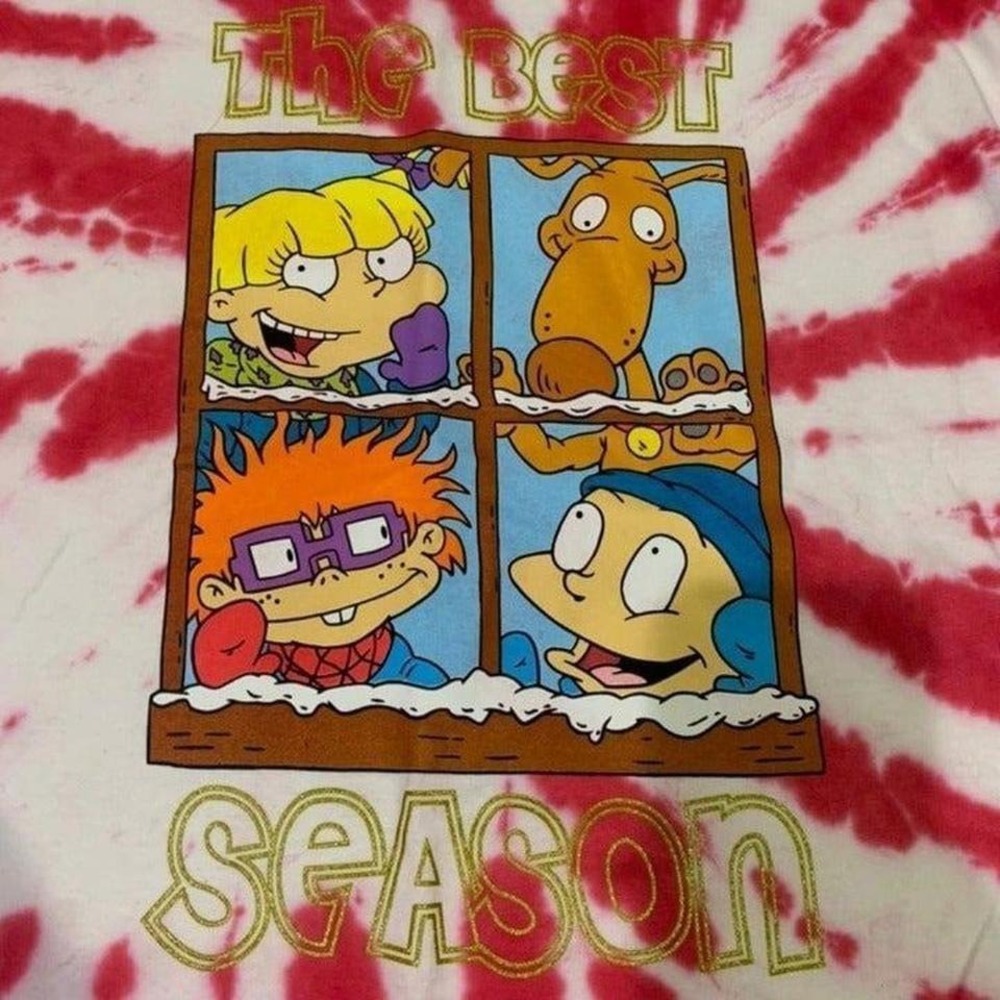 Nickelodeon Rugrats Christmas‎ Tie Dye Long Sleeve T Shirt NWOT 1X Cropped